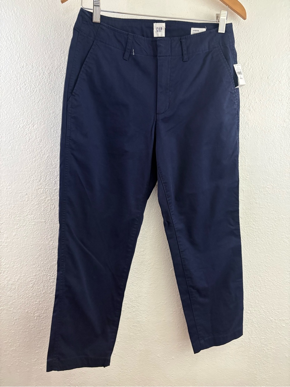 Gap cropped casual blue pants front button closure and side pockets 8P